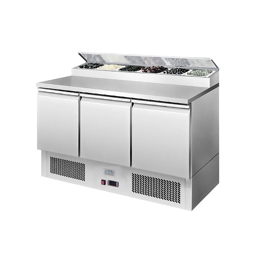 Ice-A-Cool ICE3853GR 3 Door Refrigerated Saladette Prep Counter 380 Litres 6 x GN 1/6 Pans