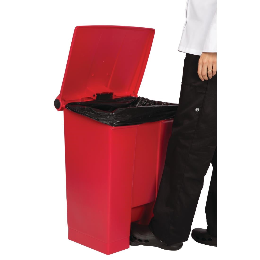 K822 Rubbermaid Step On Pedal Bin Red 68Ltr