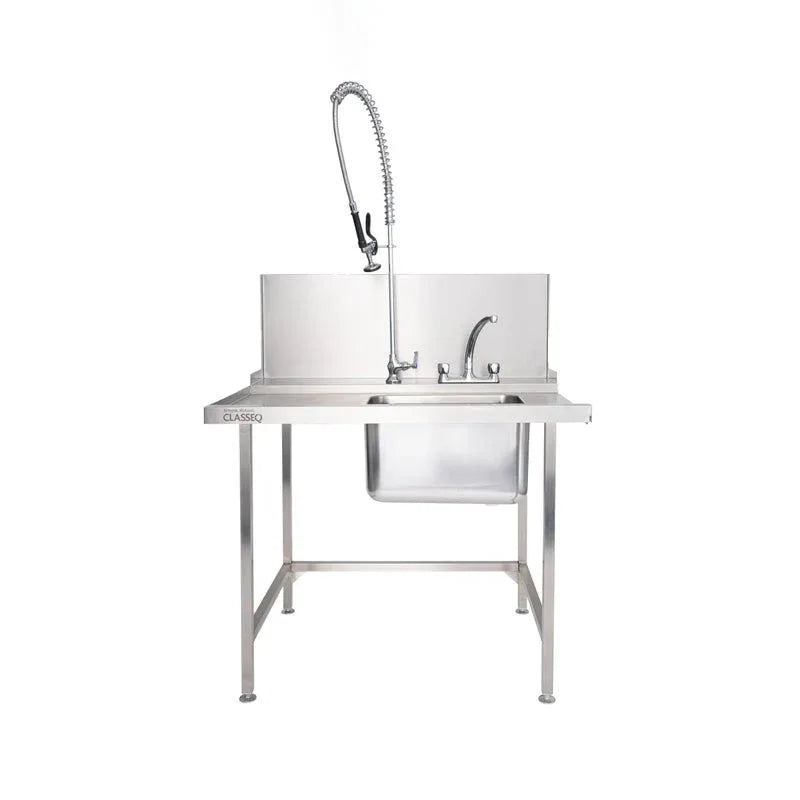 Classeq Sink Tabling for left-hand side entry of machine. T11SENL - 1100mm inc taps