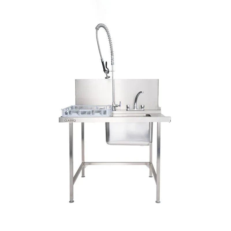 Classeq Sink Tabling for left-hand side entry of machine. T11SENL - 1100mm inc taps