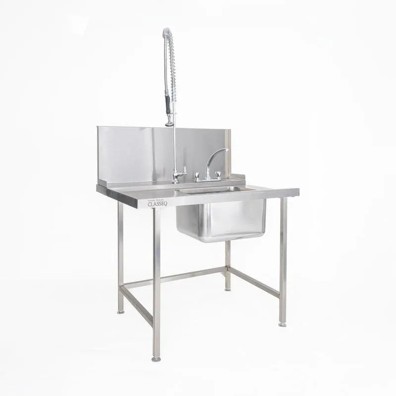 Classeq Sink Tabling for left-hand side entry of machine. T11SENL - 1100mm inc taps