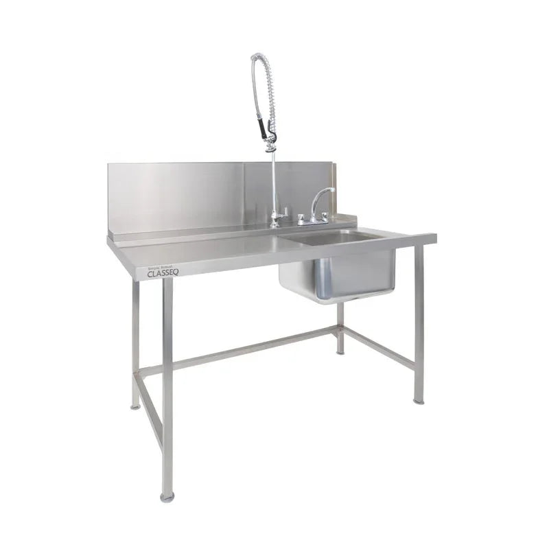 Classeq Sink Tabling for left-hand side entry of machine. T15SENL - 1500mm inc taps