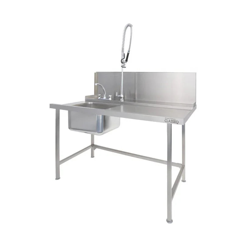 Classeq Sink Tabling for right-hand side entry of machine. T15SENR - 1500mm inc taps