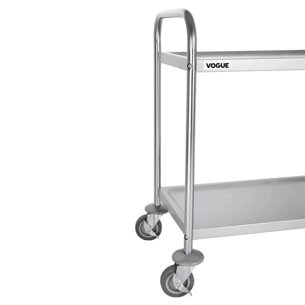 F996 Vogue Stainless Steel 2 Tier Clearing Trolley Small - JD Catering Equipment Solutions Ltd