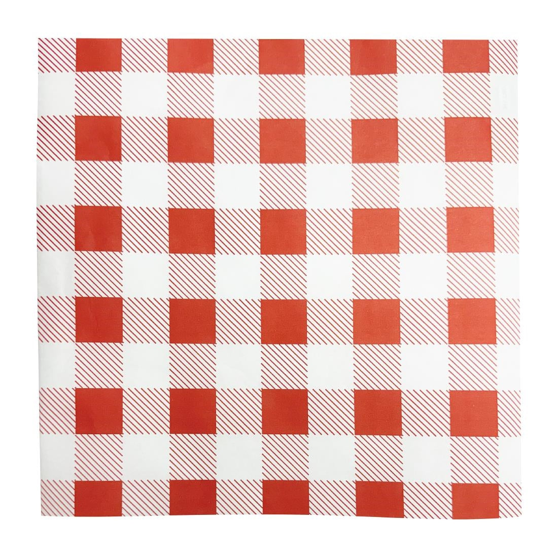 HY780 Fiesta Compostable Red Gingham Greaseproof Sheets - 250x250mm (Pack 200)