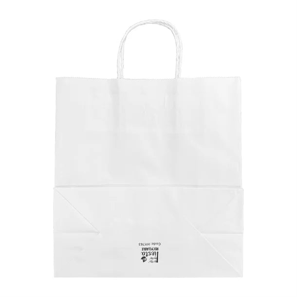 HY763 Fiesta Recyclable Twist Handle Paper Bag White – Medium (Pack 250)