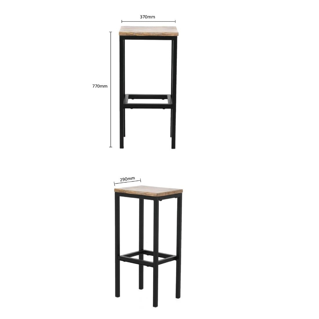 Bolero Jackson Mango Wood Console Bar Stools (3 Pack)