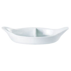 Pack Size 4 - Porcelite Divided Oval Eared Dish 28cm/11" - 15425