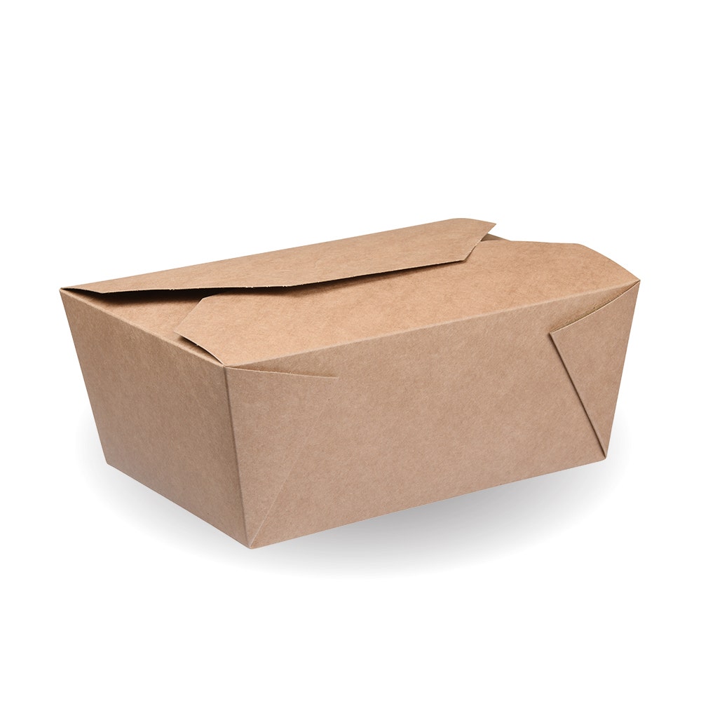 BioBoard Hot Food Box #8 - Kraft - 1,300ml - 300/ctn - kraft - BioPak commercial catering consumable