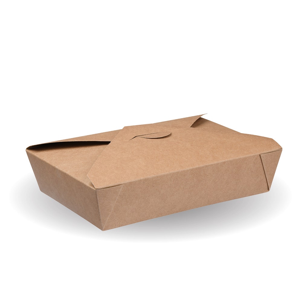 BioBoard Hot Food Box #10 - Kraft - 530ml - 500/ctn - kraft - BioPak commercial catering consumable