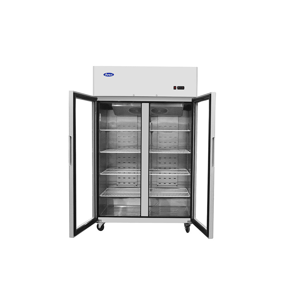 Atosa YCF9402GR Slimline Double Glass Door Upright Fridge 900ltrs