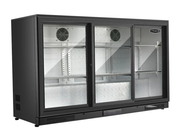 Sterling Pro Green SP3HC-LOW-BS Sliding Triple Door Low Height Bottle Cooler, 274 x 330ml Bottles