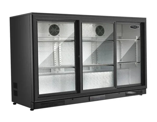 Sterling Pro Green SP3HC-LOW-BS Sliding Triple Door Low Height Bottle Cooler, 274 x 330ml Bottles