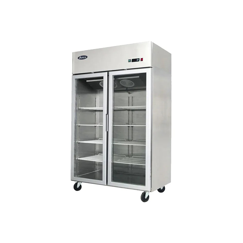 Atosa YCF9402GR Slimline Double Glass Door Upright Fridge 900ltrs - JD Catering Equipment Solutions Ltd