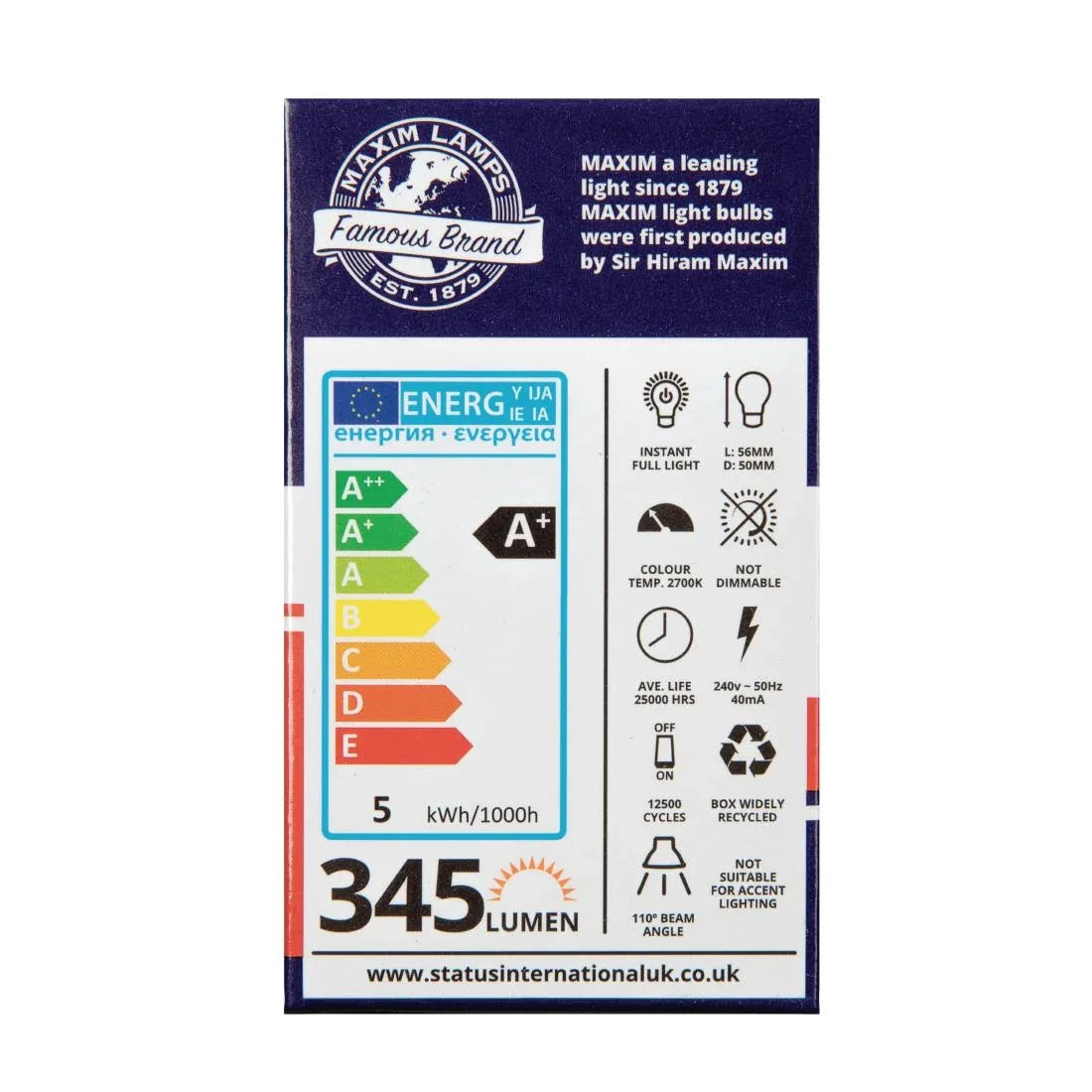 HC646 Status Maxim LED GU10 Pearl Warm White 5W (Pack of 10) - JD Catering Equipment Solutions Ltd