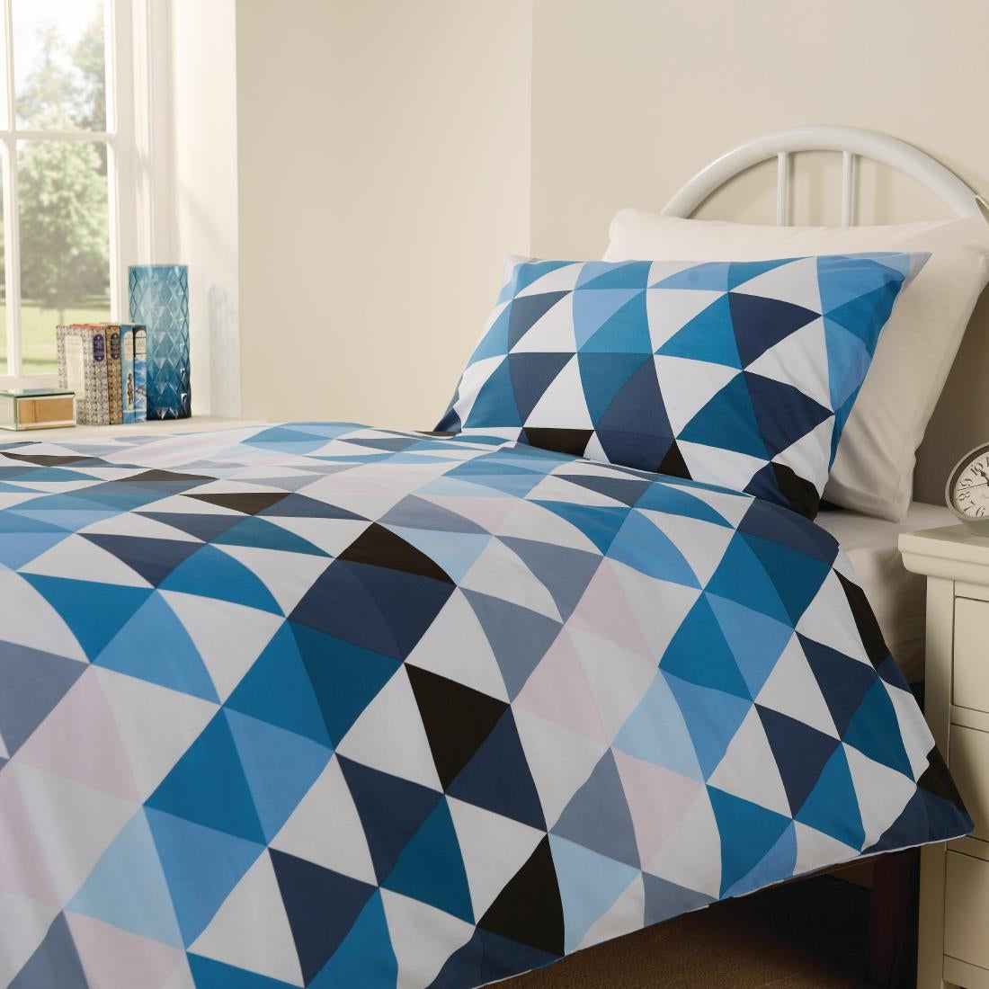 HD160 Mitre Essentials Geo Bedding Set Blue Double