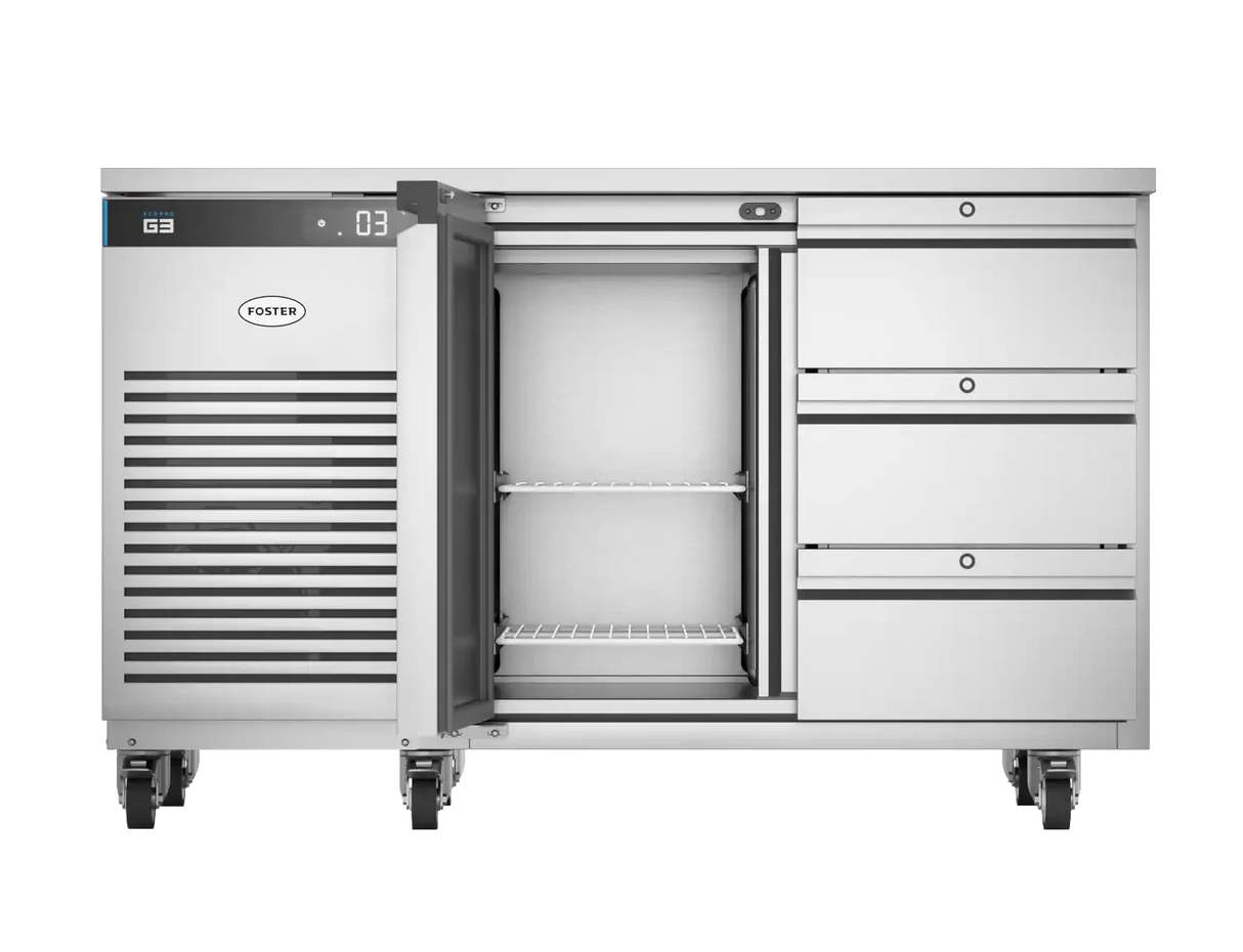 Foster EP1/2H: 280 Ltr Counter Refrigerator 43-148 - 1 x triple drawer