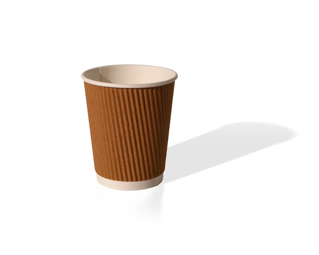 8oz Kraft Ripple Wall Coffee Cup Box x500 HVRWPAKC08