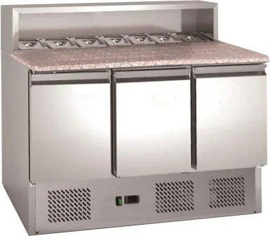 CHEFSRANGE PSH903 - 3 DOOR PIZZA PREP COUNTER WITH GRANITE TOP - JD Catering Equipment Solutions Ltd