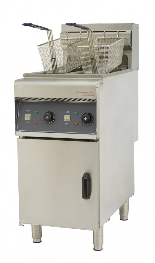 CHEFSRANGE DF10L-2 10+10 LTR SLIMLINE TWIN TANK ELECTRIC FRYER - JD Catering Equipment Solutions Ltd