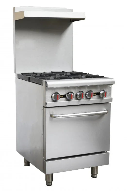 CHEFSRANGE RGR24 - 4 BURNER RANGE WITH BACKSPLASH & SHELF - JD Catering Equipment Solutions Ltd