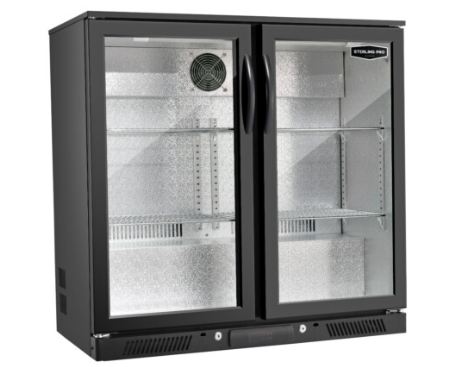 Sterling Pro SP2HC-LOW-BH Hinged Double Door Low Height Bottle Cooler, 180 x 330ml Bottles