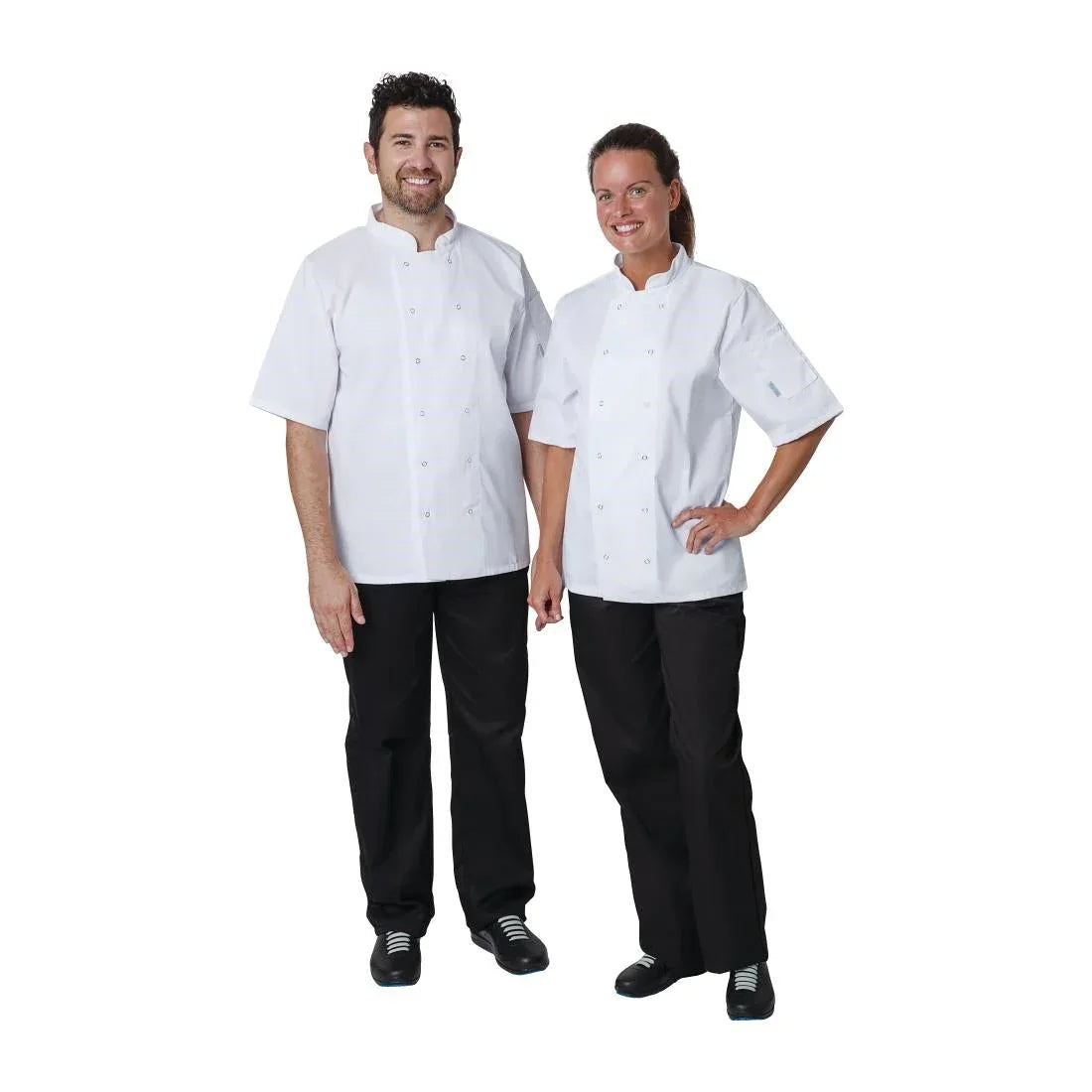 A211 Whites Vegas Unisex Chefs Jacket – Short Sleeve – White (XS–5XL) - JD Catering Equipment Solutions Ltd