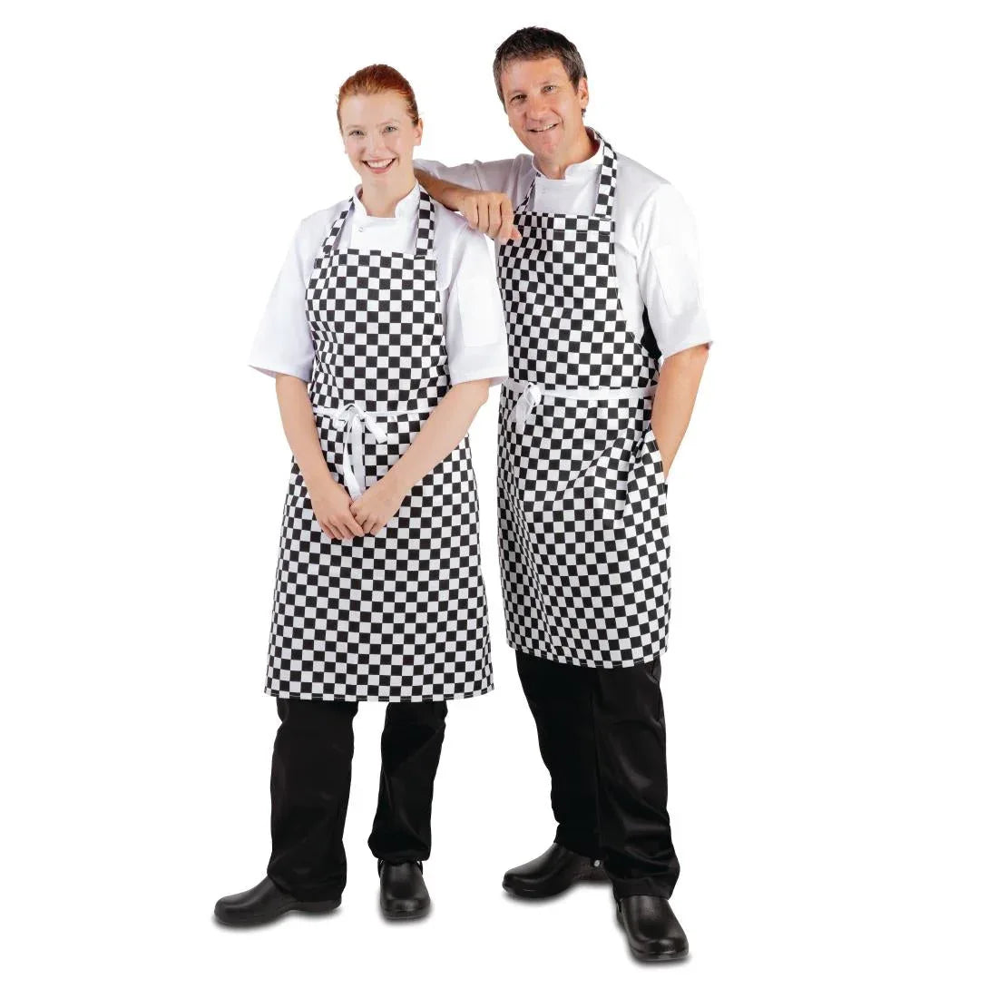 A275 Whites Bib Apron Black and White Check - JD Catering Equipment Solutions Ltd