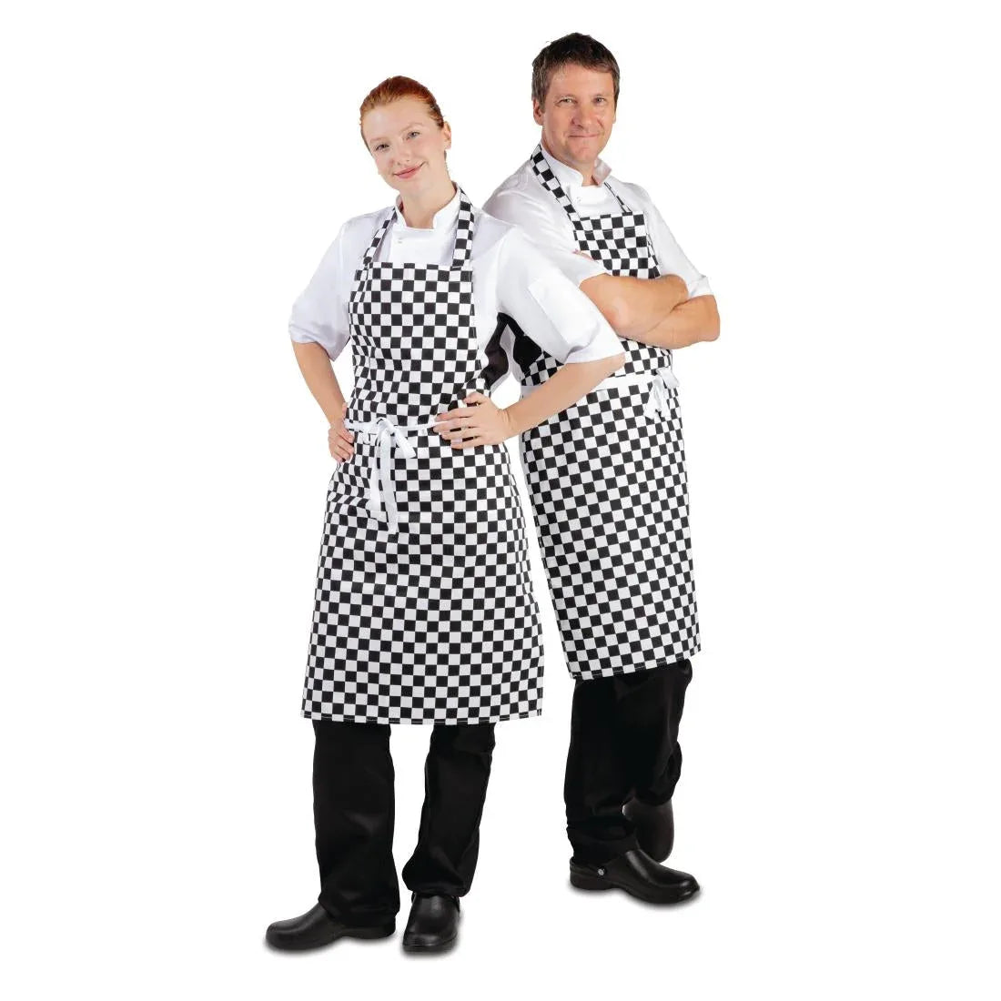 A275 Whites Bib Apron Black and White Check - JD Catering Equipment Solutions Ltd