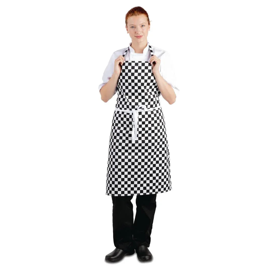 A275 Whites Bib Apron Black and White Check - JD Catering Equipment Solutions Ltd