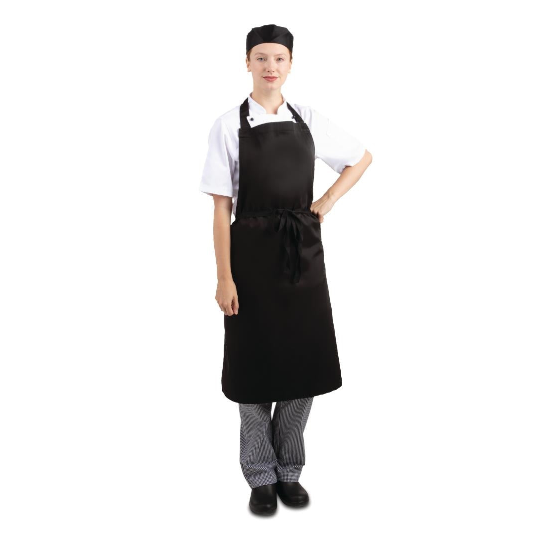 A279 Whites Bib Apron Polycotton Black JD Catering Equipment Solutions Ltd