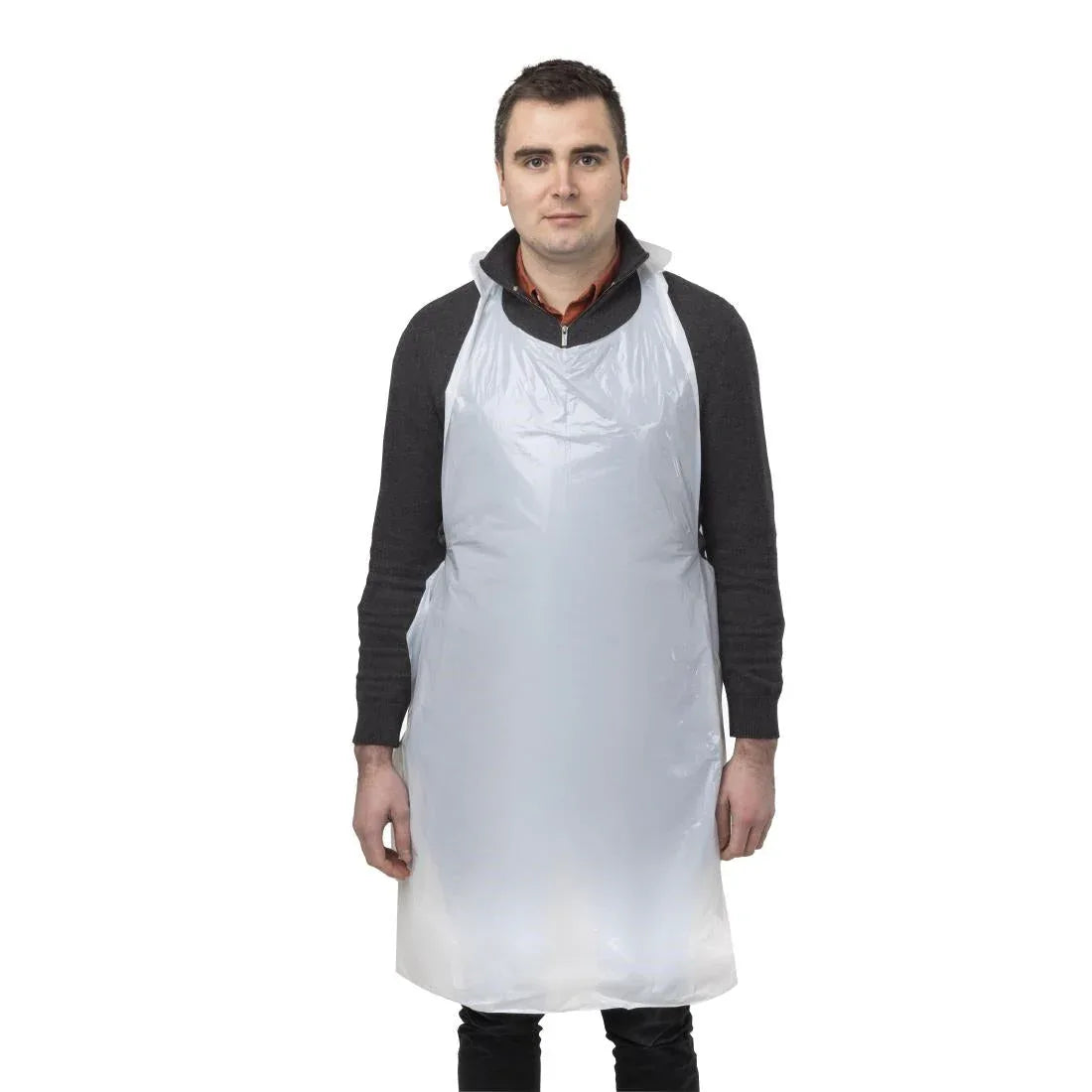 A310 Disposable Polythene Bib Aprons 14.5 Micron White (Pack of 100) - JD Catering Equipment Solutions Ltd