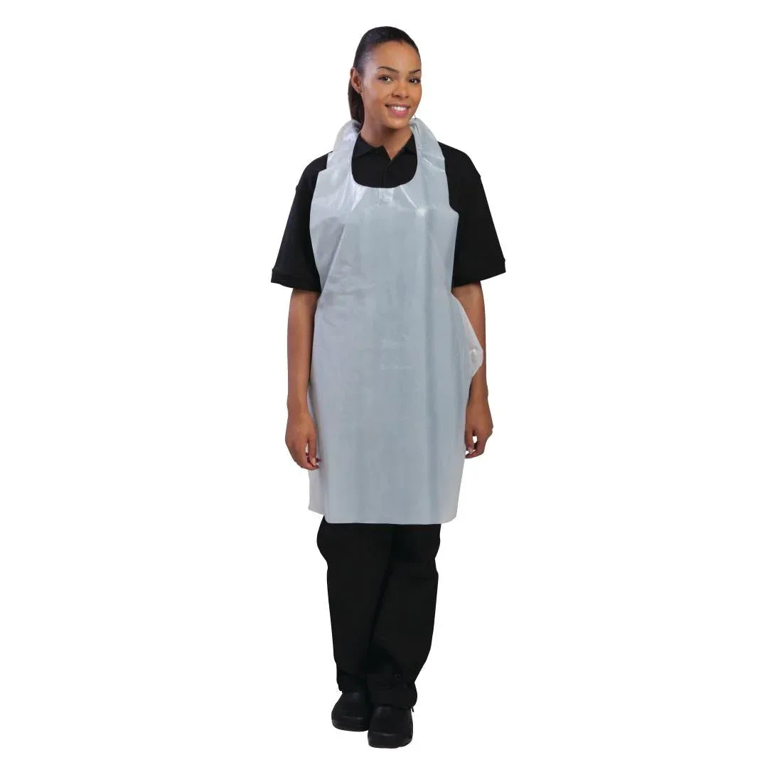 A310 Disposable Polythene Bib Aprons 14.5 Micron White (Pack of 100) - JD Catering Equipment Solutions Ltd