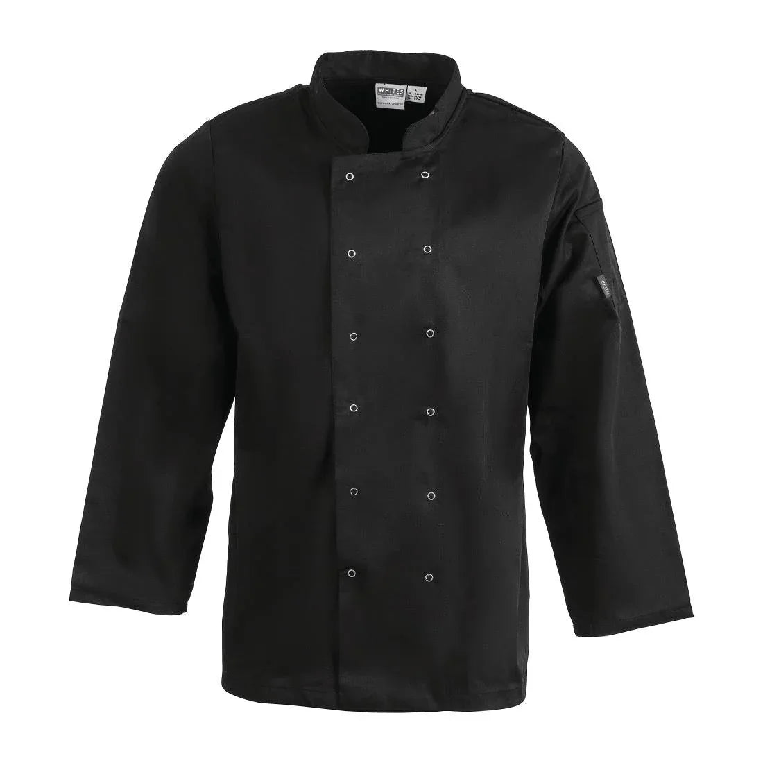 A438 Whites Vegas Unisex Chefs Jacket Long Sleeve Black - JD Catering Equipment Solutions Ltd