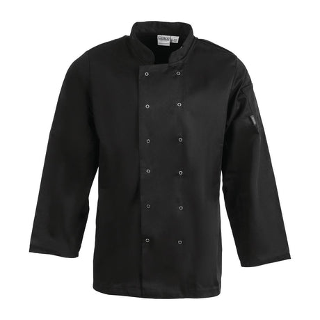 A438-S Whites Vegas Unisex Chefs Jacket Long Sleeve Black S JD Catering Equipment Solutions Ltd