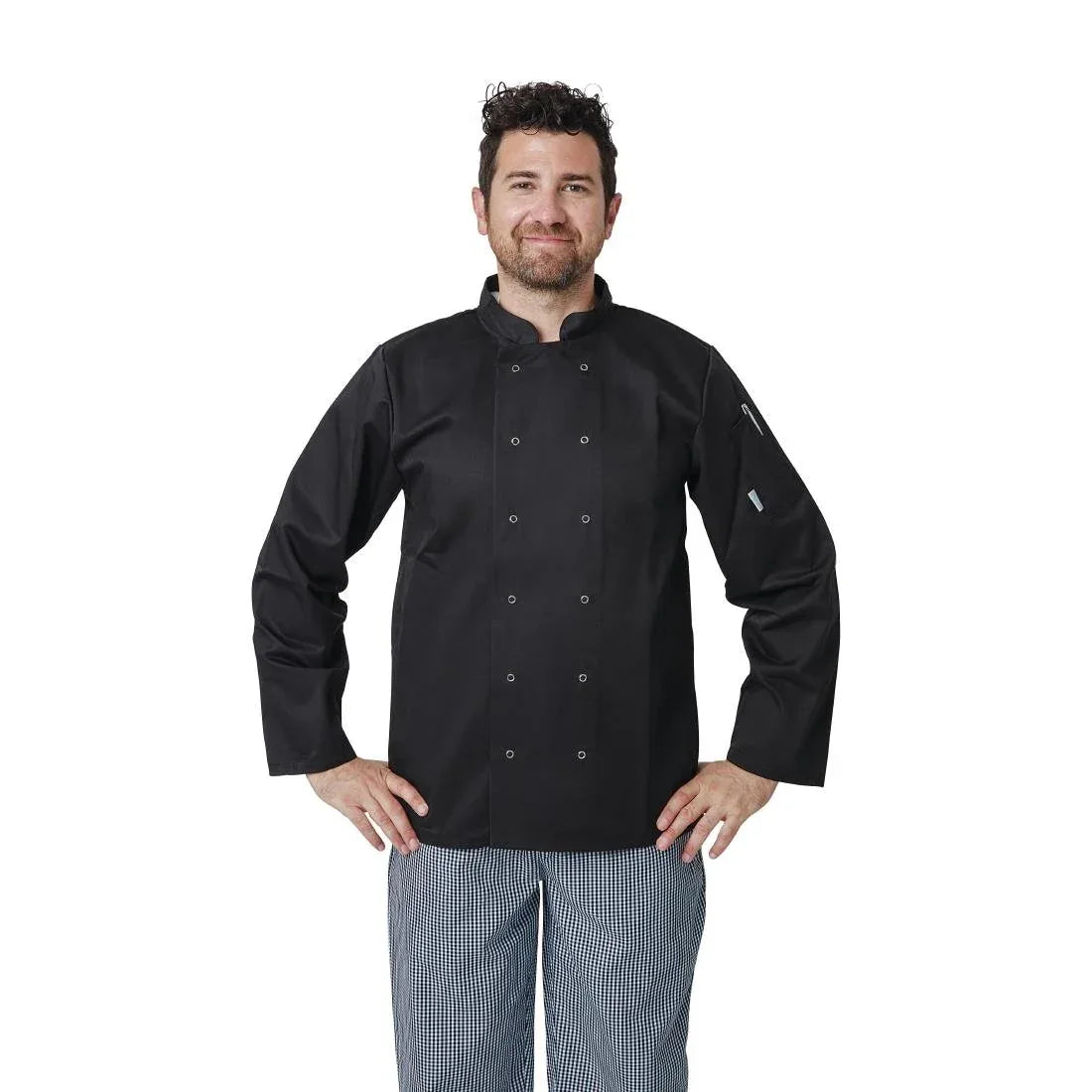 A438 Whites Vegas Unisex Chefs Jacket Long Sleeve Black - JD Catering Equipment Solutions Ltd