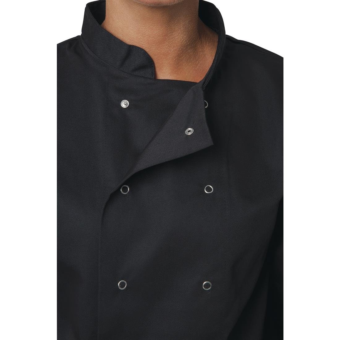 A438-S Whites Vegas Unisex Chefs Jacket Long Sleeve Black S JD Catering Equipment Solutions Ltd