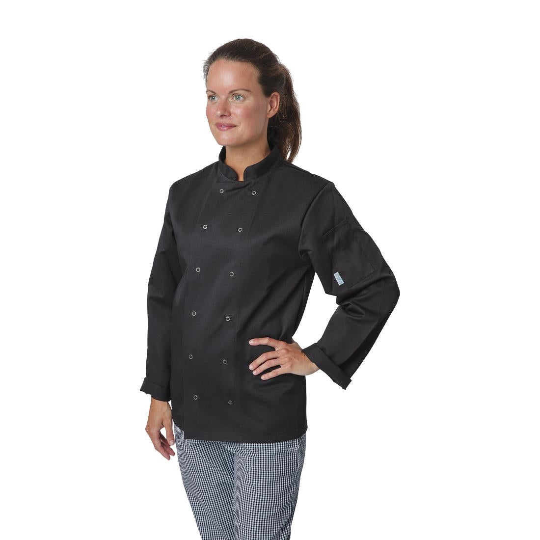 A438-XL Whites Vegas Unisex Chefs Jacket Long Sleeve Black XL JD Catering Equipment Solutions Ltd