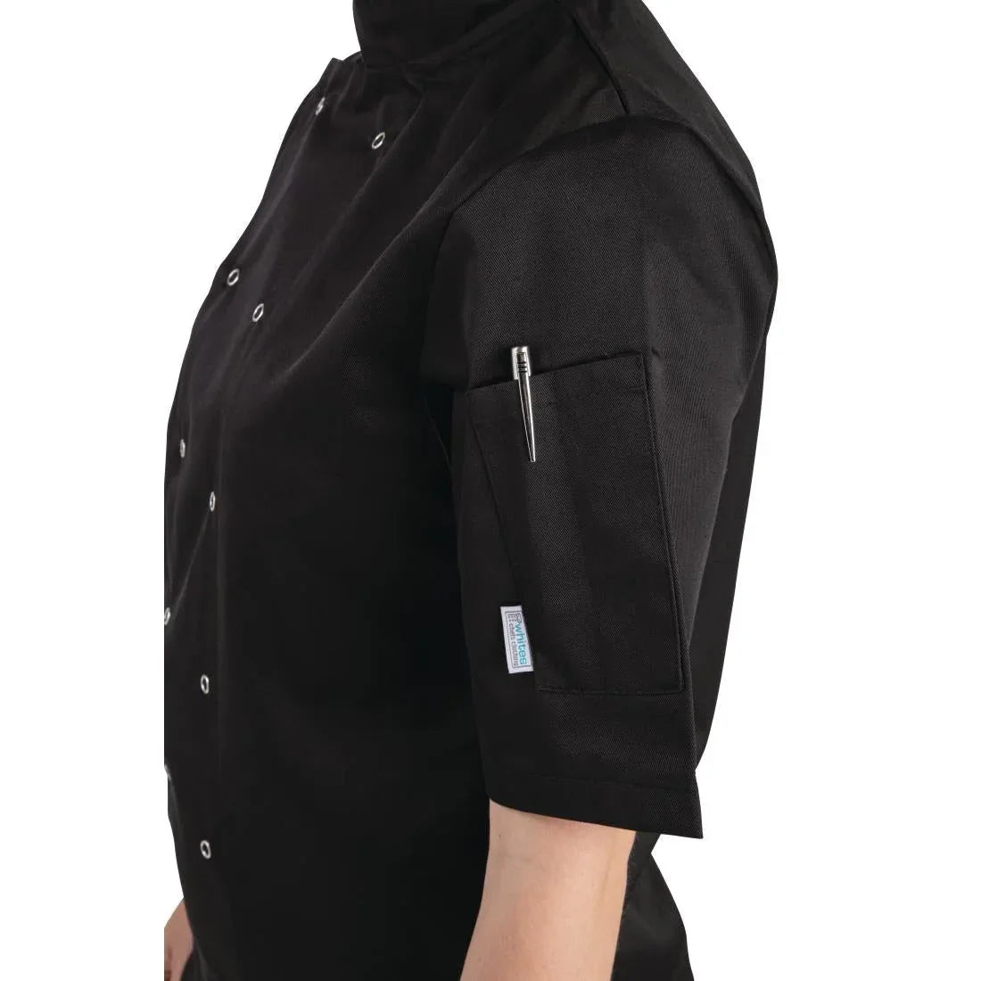 A439 Whites Vegas Unisex Chefs Jacket Short Sleeve Black - JD Catering Equipment Solutions Ltd
