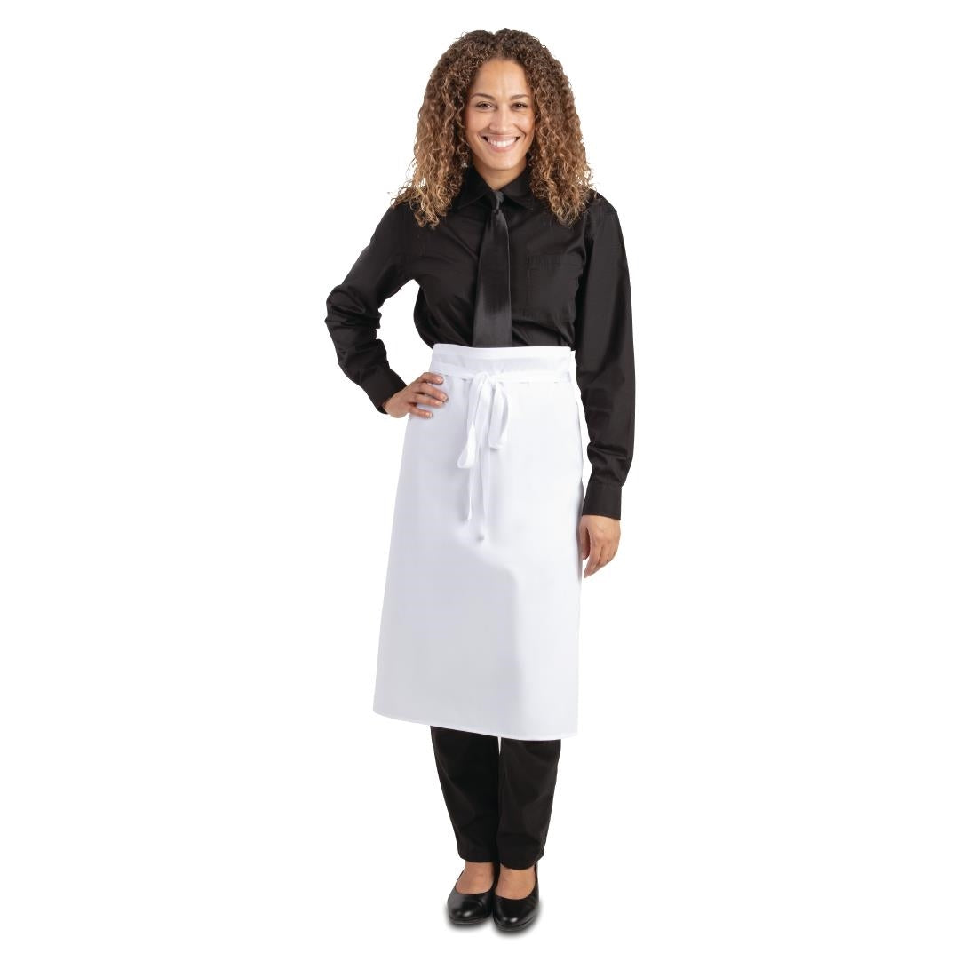 A501 Whites Regular Waist Apron White JD Catering Equipment Solutions Ltd