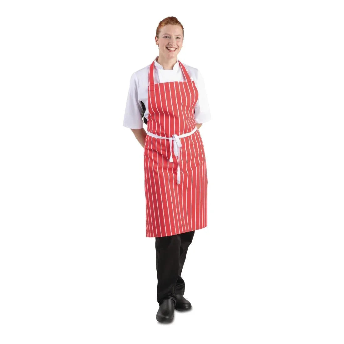 A532 Whites Bib Apron Red And White Stripe - JD Catering Equipment Solutions Ltd