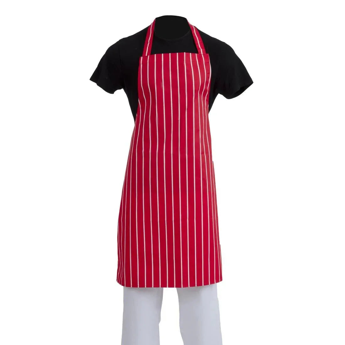 A532 Whites Bib Apron Red And White Stripe - JD Catering Equipment Solutions Ltd