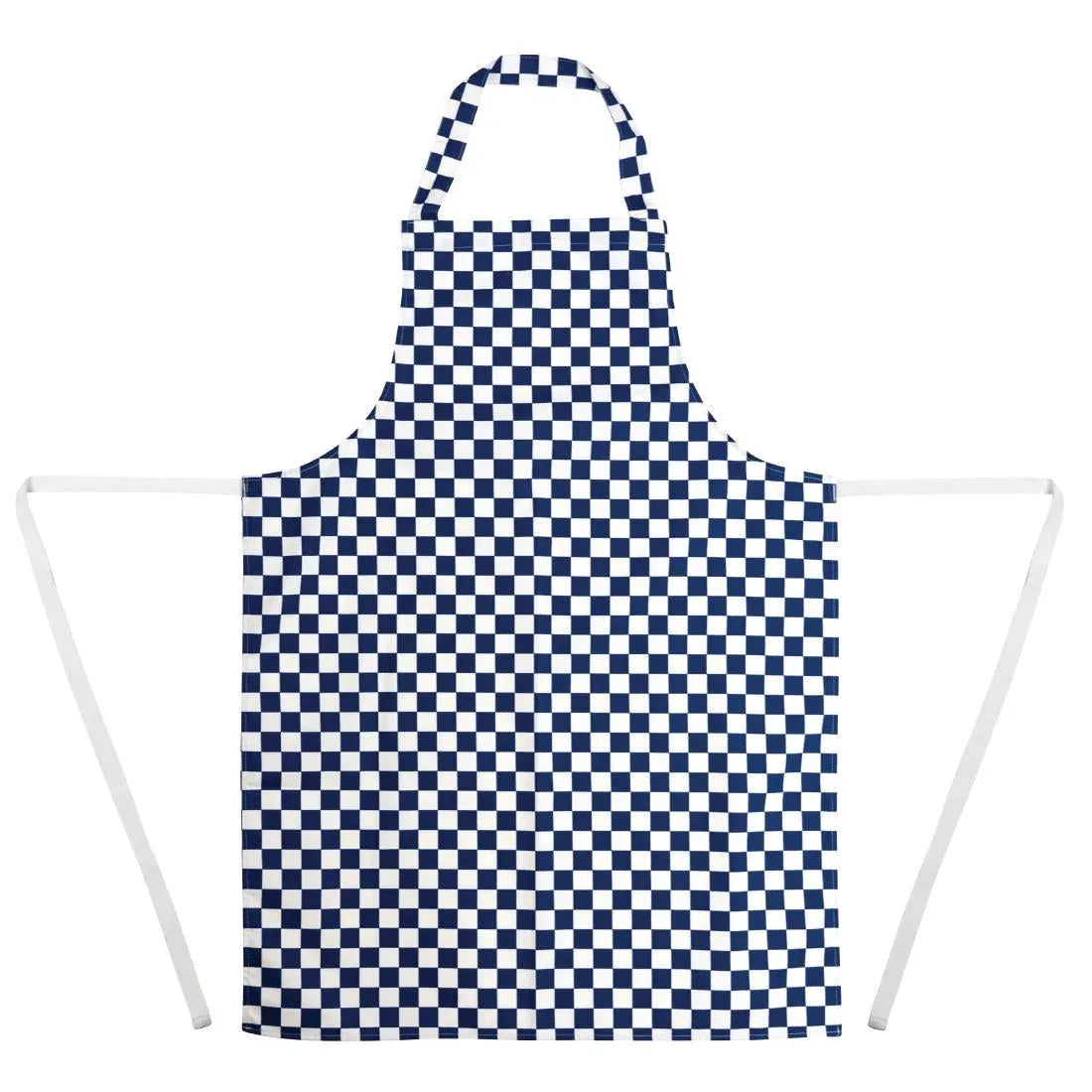 A554 Whites Bib Apron Blue And White Check - JD Catering Equipment Solutions Ltd