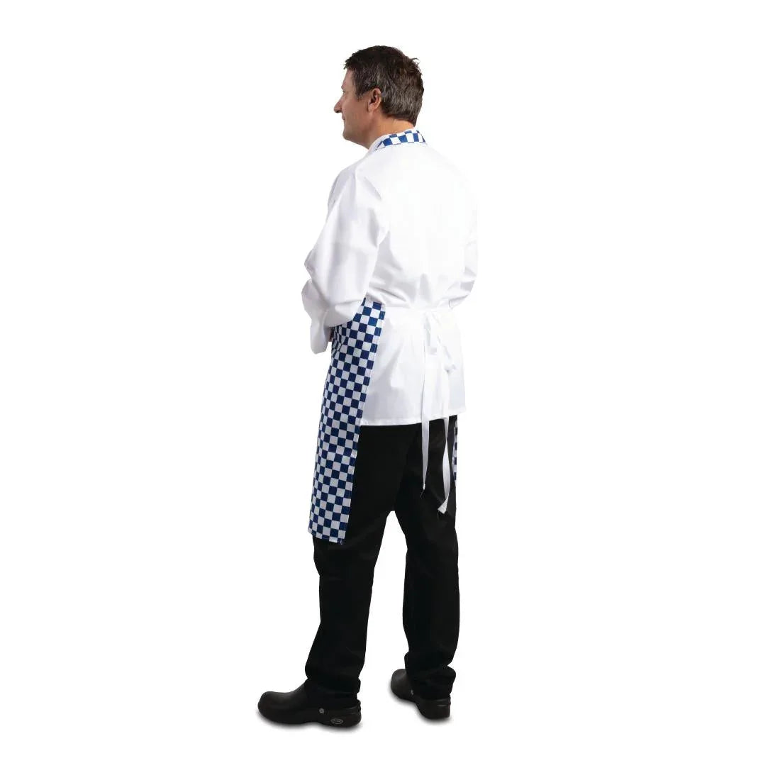 A554 Whites Bib Apron Blue And White Check - JD Catering Equipment Solutions Ltd