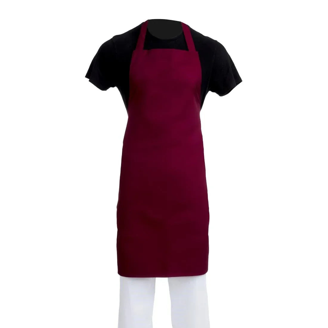 A557 Whites Bib Apron Burgundy - JD Catering Equipment Solutions Ltd
