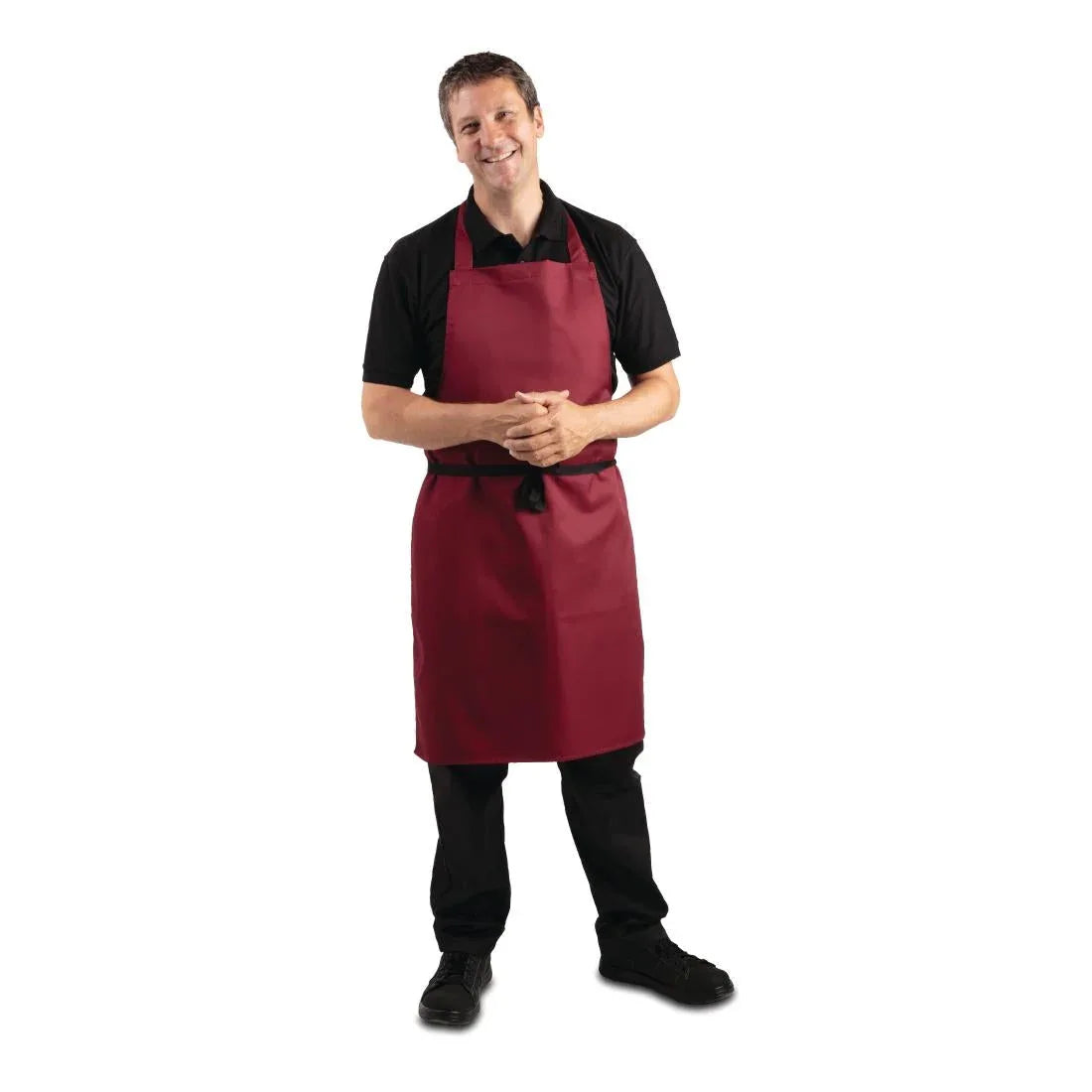 A557 Whites Bib Apron Burgundy - JD Catering Equipment Solutions Ltd