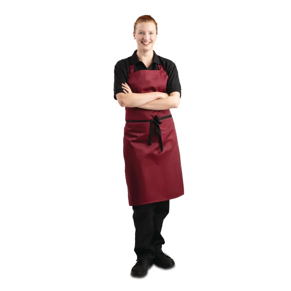 A557 Whites Bib Apron Burgundy - JD Catering Equipment Solutions Ltd