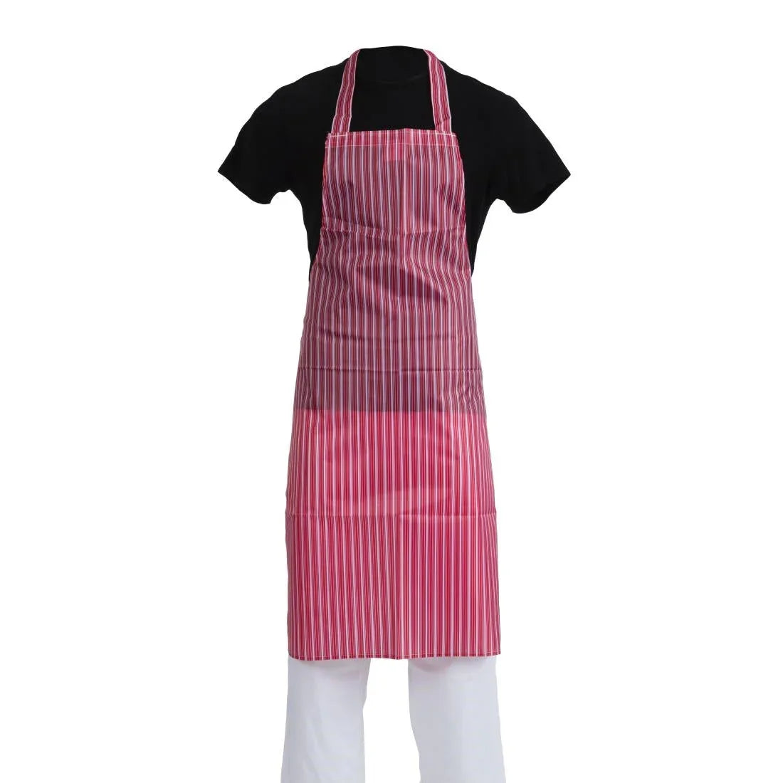 A581 Whites Water Resistant Bib Apron Red And White Stripe - JD Catering Equipment Solutions Ltd