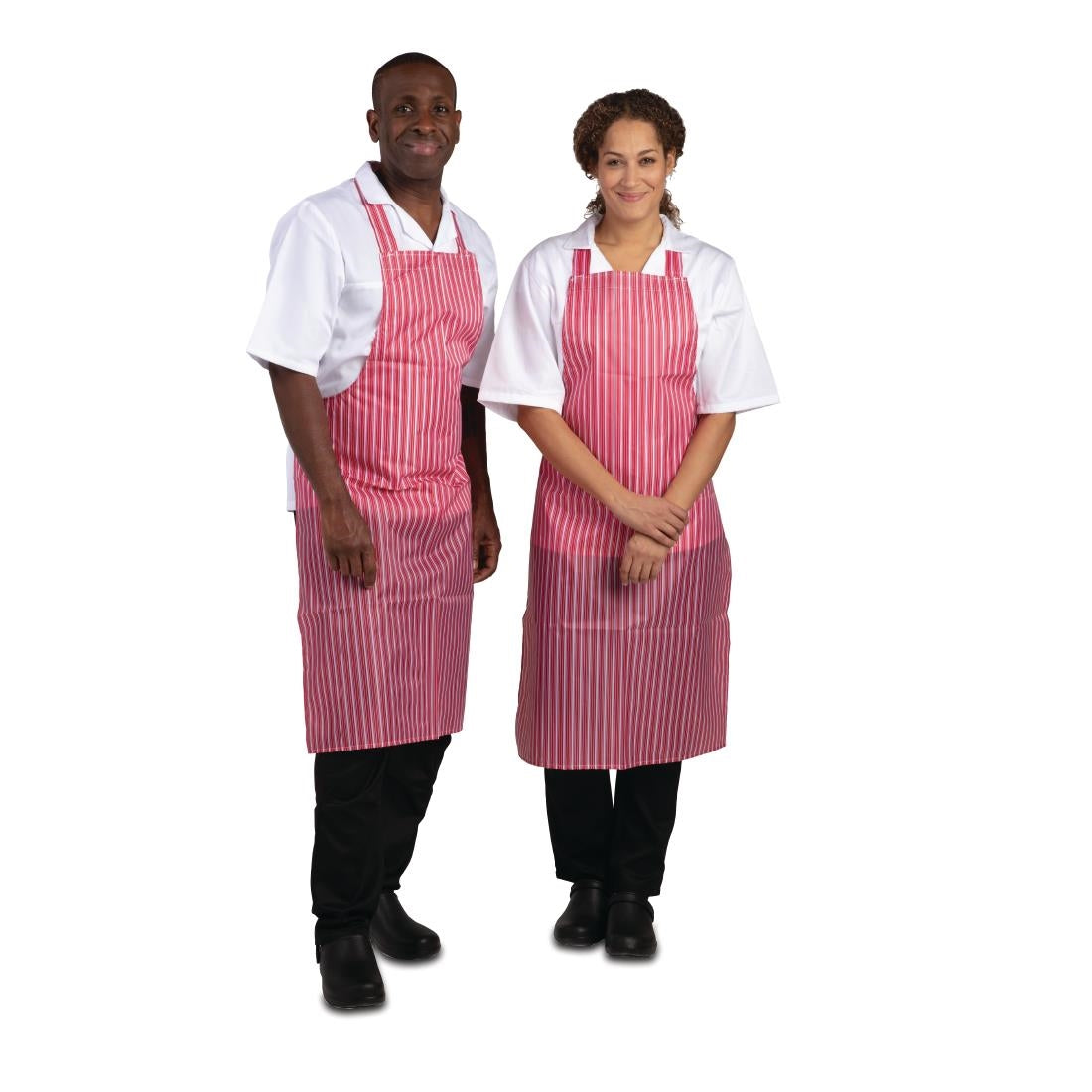 A581 Whites Water Resistant Bib Apron Red And White Stripe JD Catering Equipment Solutions Ltd