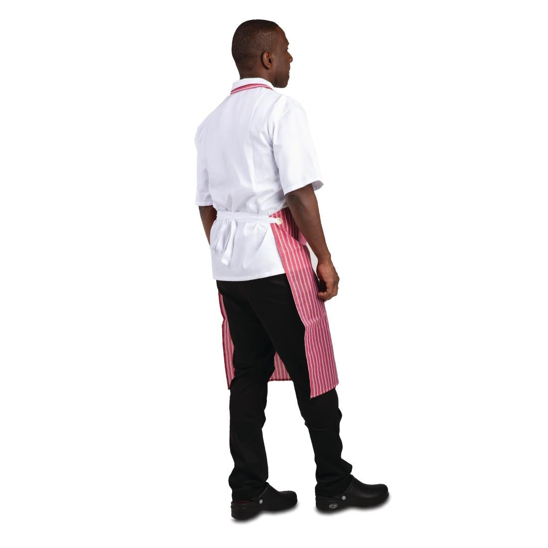 A581 Whites Water Resistant Bib Apron Red And White Stripe JD Catering Equipment Solutions Ltd